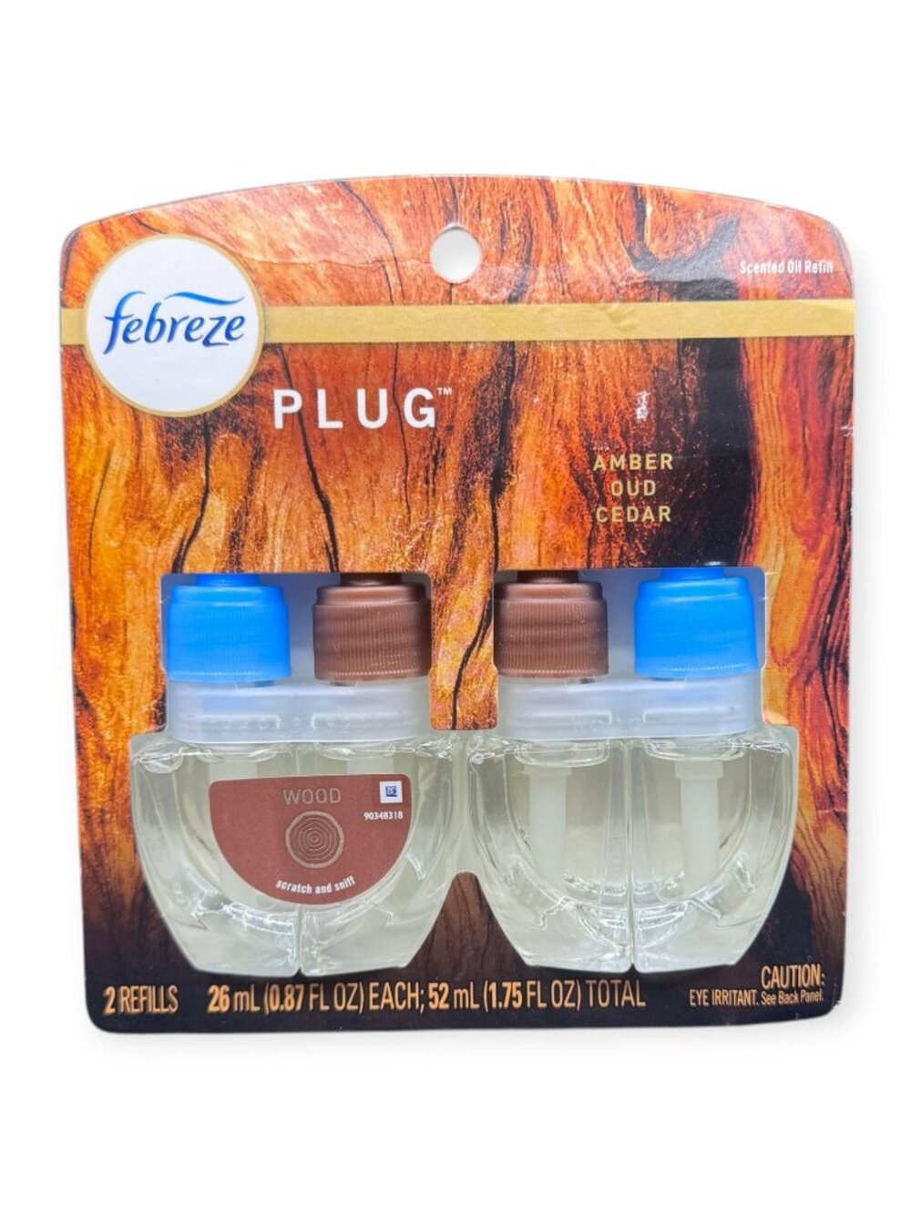 Febreze Plug In Refills Amber Oud Cedar Woo, Two Refills, 26 mL Each/52 mL Total